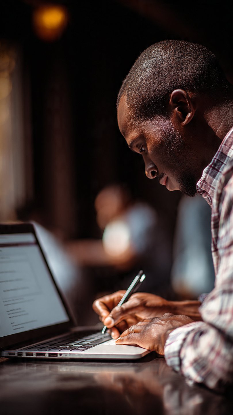 Photorealistic photo of one african student fillin (2)